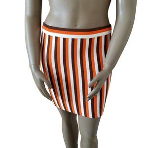 ALMOST FAMOUS Rib Knit 70's Inspired Striped Pencil Skirt Womens 2X Orange Brown